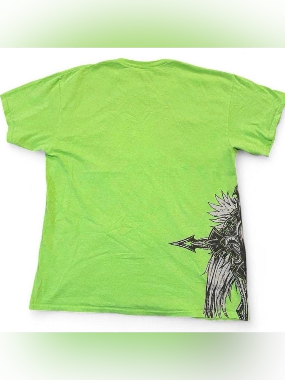 SOLD Vintage MMA Elite Neon Green Graphic T-Shirt Y2K Cross Design Size Large - Picture 3 of 5